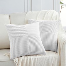 2 Packs Pure Decorative Throw Pillow Covers 22x22 22" x 22" Pack of 2 White