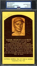 Sam Rice PSA DNA Coa Signed Gold Hall of Fame Plaque Postcard Autograph