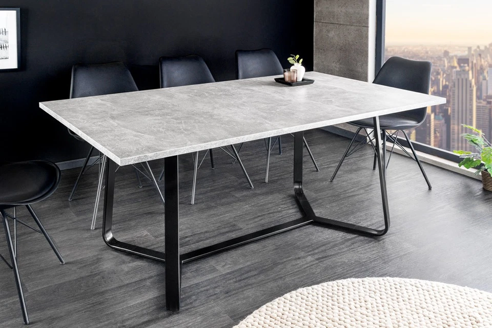 Esstisch LOFT - 140cm - grau schwarz - Betonoptik Metall - Kufengestell 4 Pers. - Bild 3 von 4