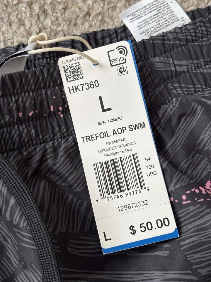 Pantalones Cortos Adidas Para Hombre Talla Grande Gris Carbón Trifolio AOP Pantalones Cortos de Natación Forrados 6" Ins Foto 3 de 4