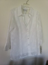 Alfred Dunner 3/4 Sleeve White Blouse with Attached Tank Top Set size 8 NWT