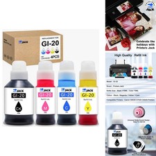 Printers Jack Canon GI-20 Ink Bottles Kit for PIXMA G5020 G6020 G7020
