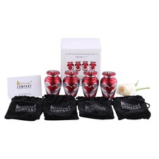 Mini Urns for Human Ashes - Red Small Angel Wings - Set of 4 Keepsake Urns