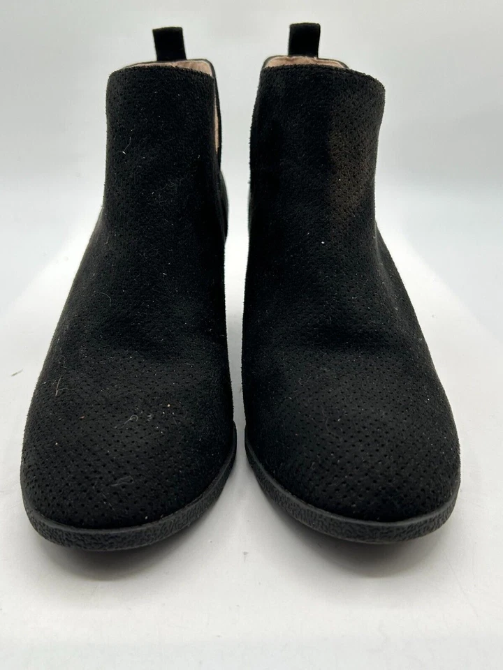 Journee Collection Mylee Ankle Bootie Women's Sz 7 Black Leather Wedge Heel 00 - Image 3 of 4