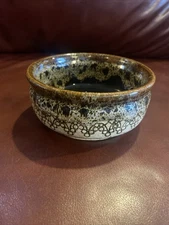 Vintage O’Keane Pottery Bowl Variety Of Glazes Floral Design Around Top 4.5” 2”