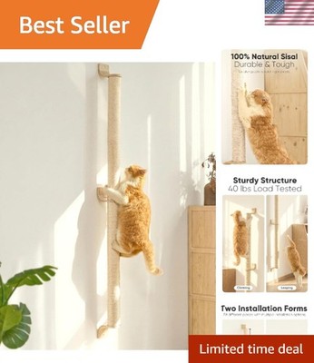 60  Tall Cat Wall Scratcher - Elegant Sisal Scratching Post for Active Cats
