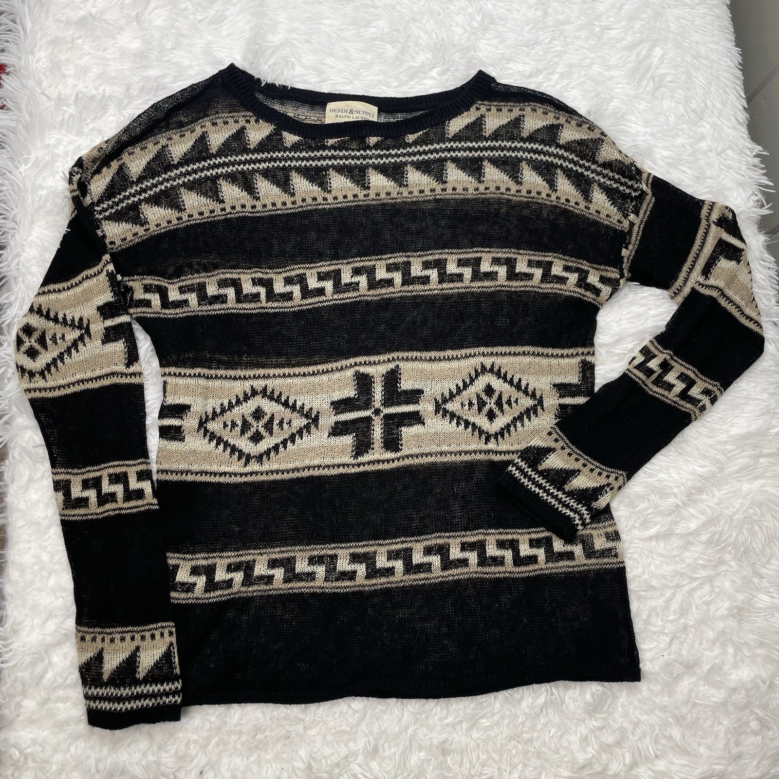 Ralph Lauren Denim & Supply Women’s Size Medium Aztec Lightweight Linen Sweater