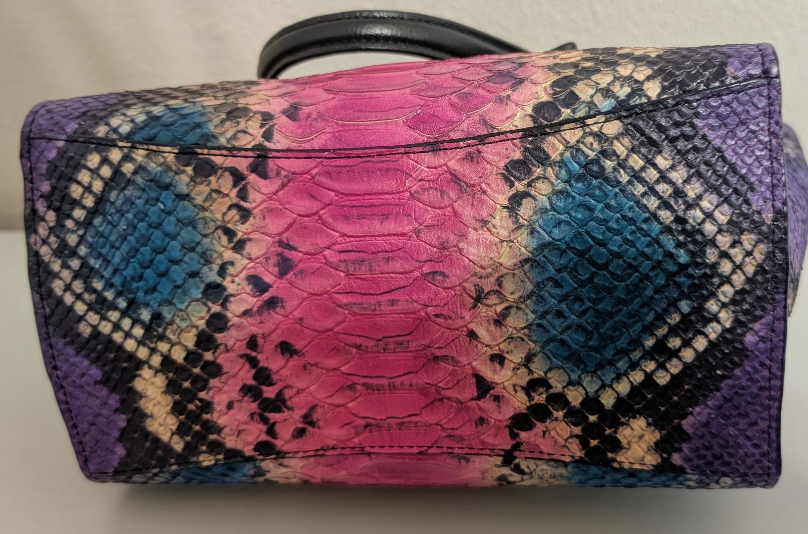 Coach Pink Python Snake Print Satchel Double Hand… - image 7