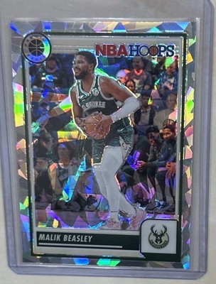 2023-24 Hoops Premium Stock  - #239 Malik Beasley Cracked Ice Prizm - Bucks