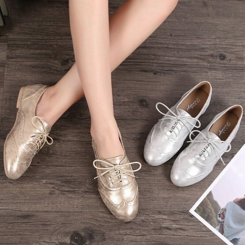 Ladies Lace Up Shoes Oxford Flats 