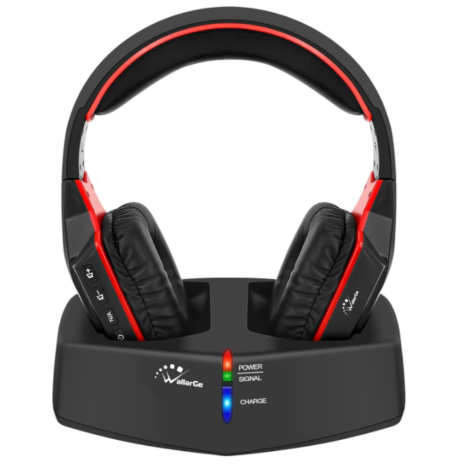 Wireless Headphones for TV Watching with 5.8Ghz RF Transmitter Charging Dock NEW-image