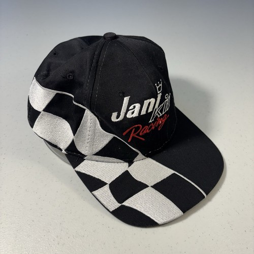 VTG Jani King Racing NASCAR Snapback Hat Black White Checkered Flag Cap Janiking
