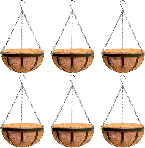 Lalagreen Outdoor Hanging Baskets for Plants (6 Pack, 14 Inch) Large Black Hangi