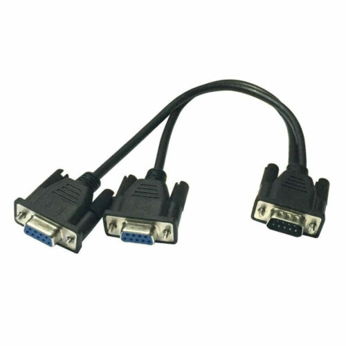 DB9 Male to 2 Female Serial Rs232 Splitter Cable Rs232 Male to 2 Female 2 F17686 - Afbeelding 1 van 3