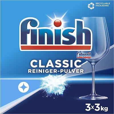 Finish Classic Spülmaschinen Reiniger Pulver Geschirrreiniger 3er Pack  3 x 3 kg