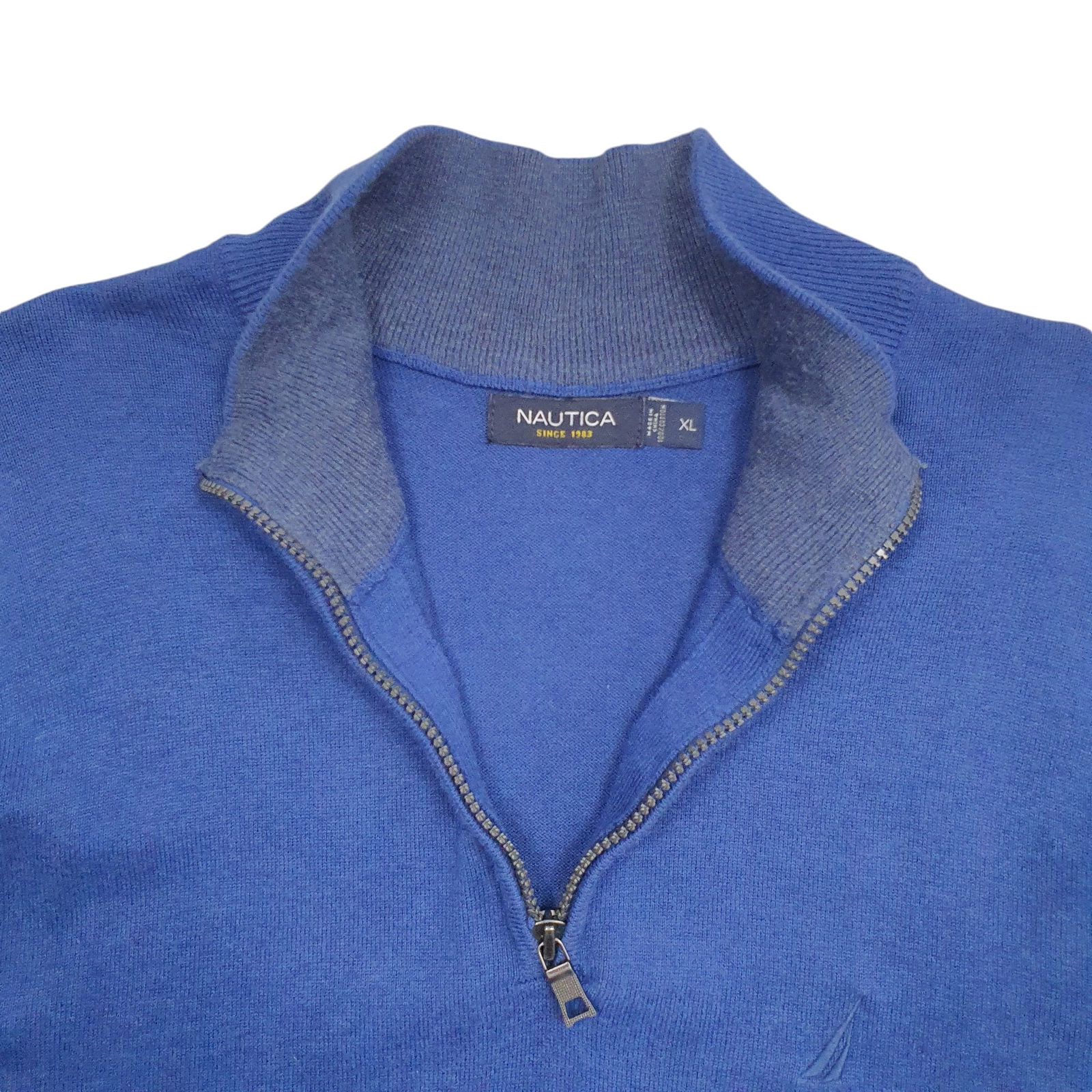 NAUTICA 1/4 Quarter Zip Knit Jumper Sweatshirt Mens XL image 2