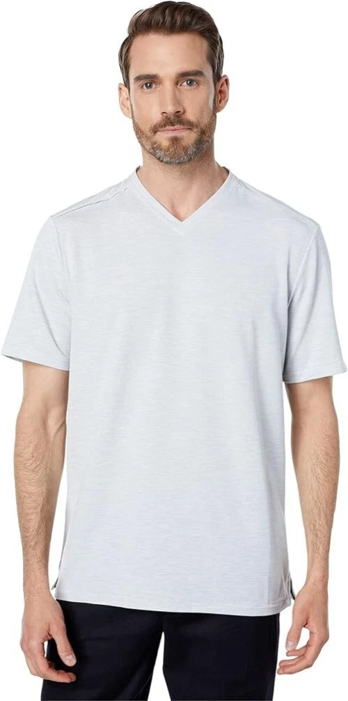 Tommy Bahama Men's Small Turbulence Grey Coasta Vera V-Neck IslandZone T-Shirt