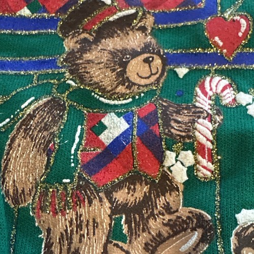 Vintage NWT NutCracker Christmas Girls Medium Sweatshirt Green Bears Presents - Picture 5 of 12