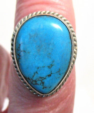STERLING SILVER TURQUOISE WIDE RING SIZE 6.5 9 GRAMS