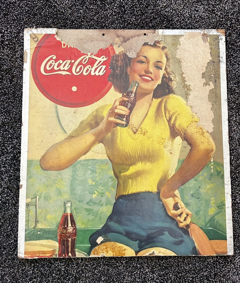 Vintage Original 1940's Coca Cola Cardboard Sign 15”x16” RARE | eBay
