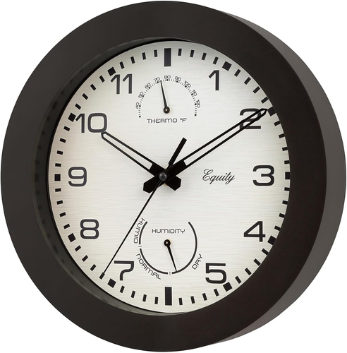 Equity by La Crosse 10 Inch in/Out Brown Wall Clock with Thermometer and Hygr... - Picture 8 of 12