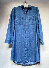 Madewell Womens Denim Puff-Sleeve Shirt Dress Small Blue Harris Wash Casual
