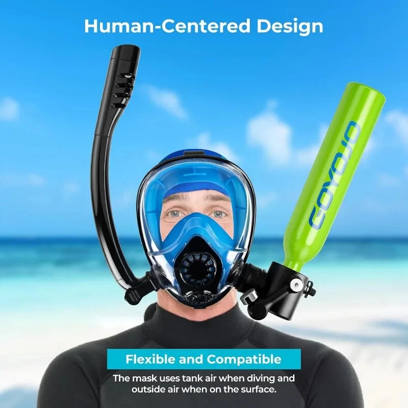 Scuba Lung Breathing Air Tank With Sub Mask & Pump, 0.5L Portable Bag Refillable - Image 3 of 4