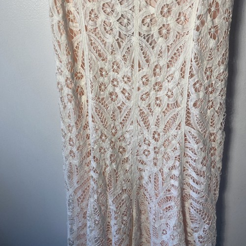 Vtg Y2K 90's Betsey Johnson SZ 4 White Pink Lace Crochet Ruffle Hem Slip Dress - Picture 3 of 16