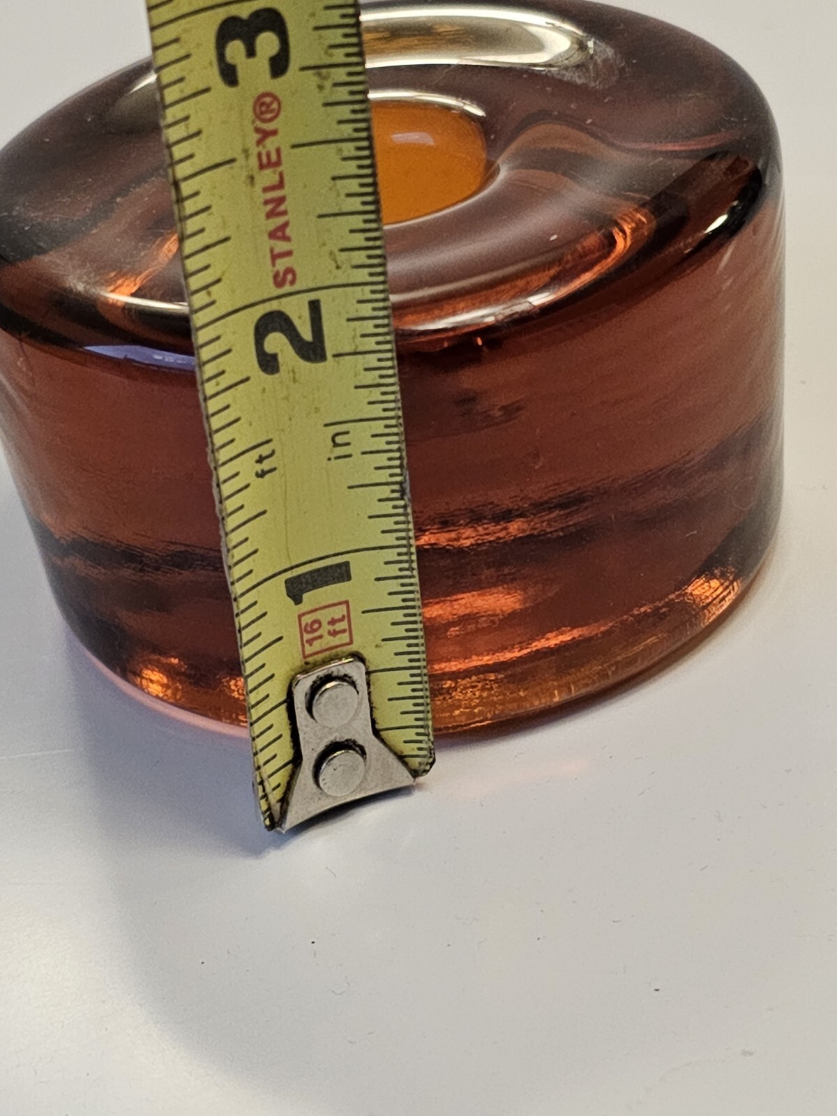 Vintage Blenko Amber Glass Candle Holders Mid Century Modern Hockey Puck 
