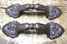 4 Large Cast Iron Antique Style FANCY Barn Handle Gate Pull Shed Door Handles 7