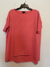 St John Hi-Low Blouse Coral Pink  Salmon Size S Wool/Rayon