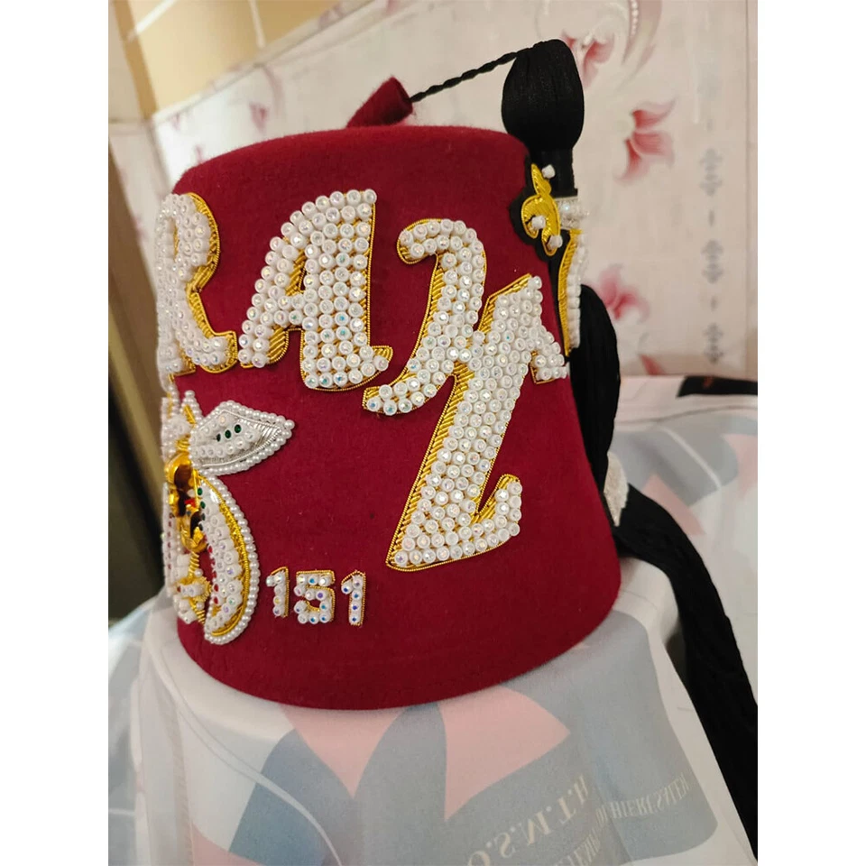 Sombrero Fez Oficial Shriner Masónico Regalia Hecho a Medida con Estuche de Sombrero de Mano Foto 3 de 4