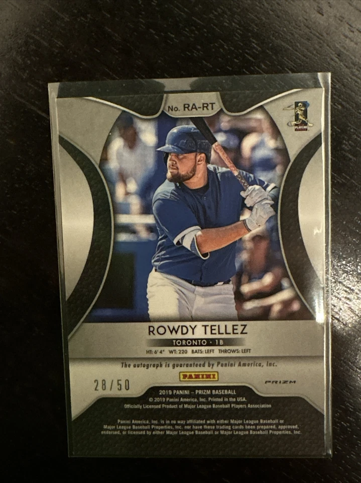 2019 Panini Prizm Purple /50 Rowdy Tellez #RA-RT Rookie Auto RC - Image 2 of 2