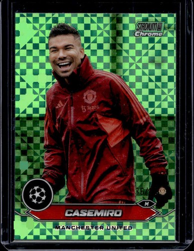 2023-24 Topps Stadium Club Chrome UEFA #18 Casemiro Neon Green X-Fractor /99