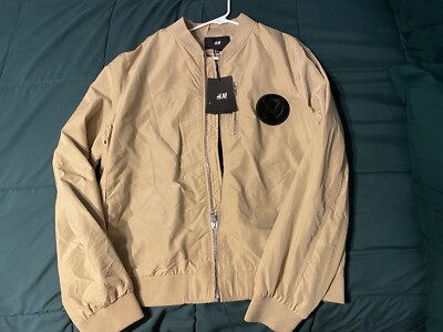H&M XO Bomber Jacket Khaki Beige Size Large The Weeknd