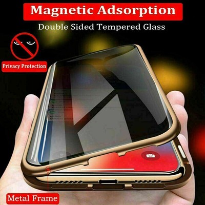 Anti Peep Magnetic Phone Case Double Side Tempered Glass Screen