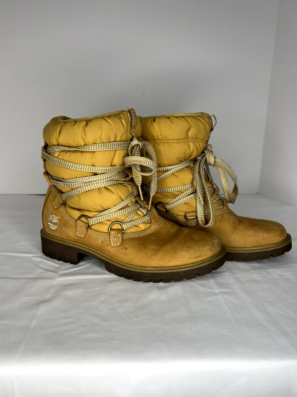 Timberland 650 stivali invernali da donna in pelle scamosciata di grano foderati in pile taglia 7