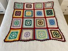 Handmade Crochet Squares Throw Acrylic Colourful Open Weave 100 cm x 100 cm