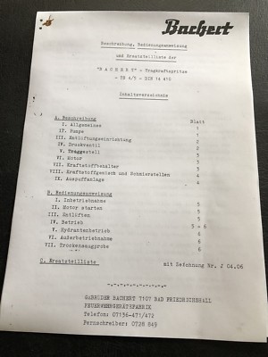 Bachert TS4 / 5 Tragkraftspritze Wasserpumpe Bedienungsanleitung ILO JLO L372