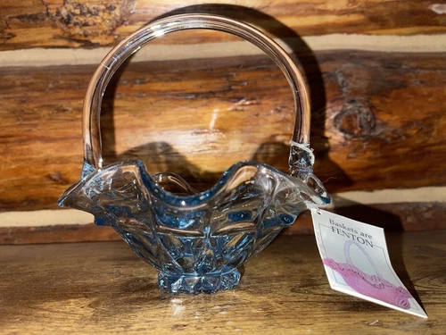 Fenton - Basket - Blue Glass - Small - W/Tag