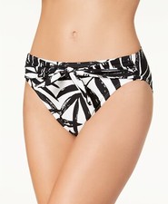 NWT Carmen Marc Valvo Swimsuit Bikini Bottom Sz L Front Tie Black