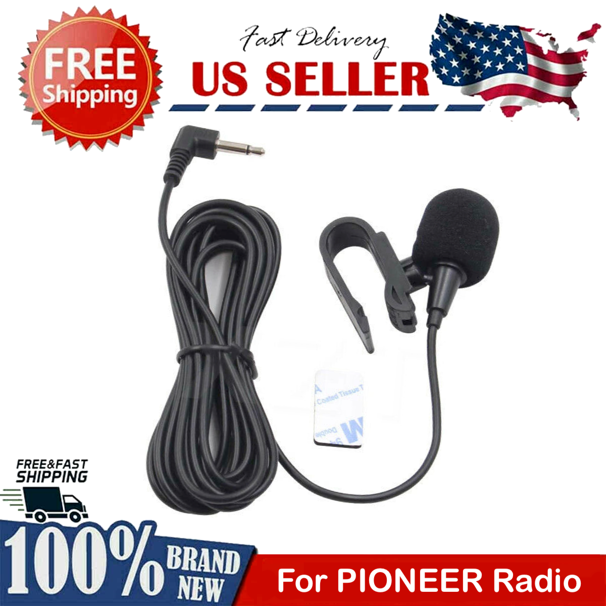 Microphone Replacement for PIONEER Car Stereo Radio Handsfree Mic 2.5mm Plug-image