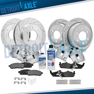 4WD Front & Rear Drilled Rotor Caliper Brake Pad for 2005-08 Ford F-150 Mark LT