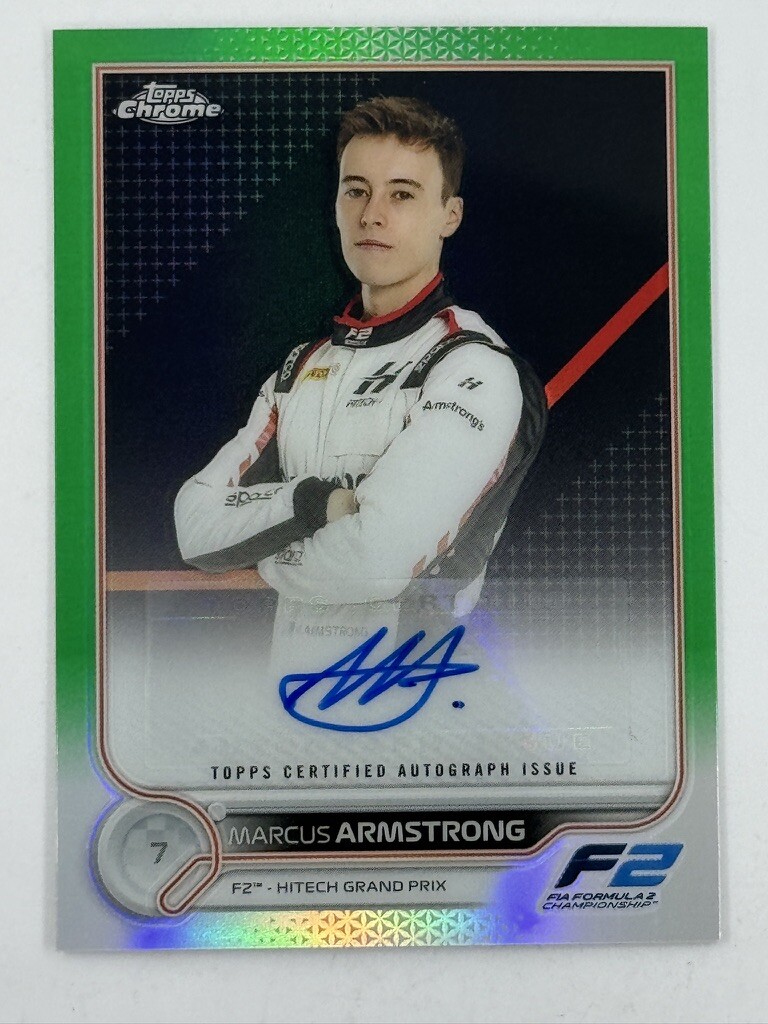 Marcus Armstrong 2022 Topps Chrome F1 #CAC-MA Green Refractor Autograph /99