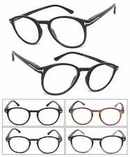 1 or 3 Pair Retro Keyhole Round Full Lens Reading Glasses Reader SpringTemples