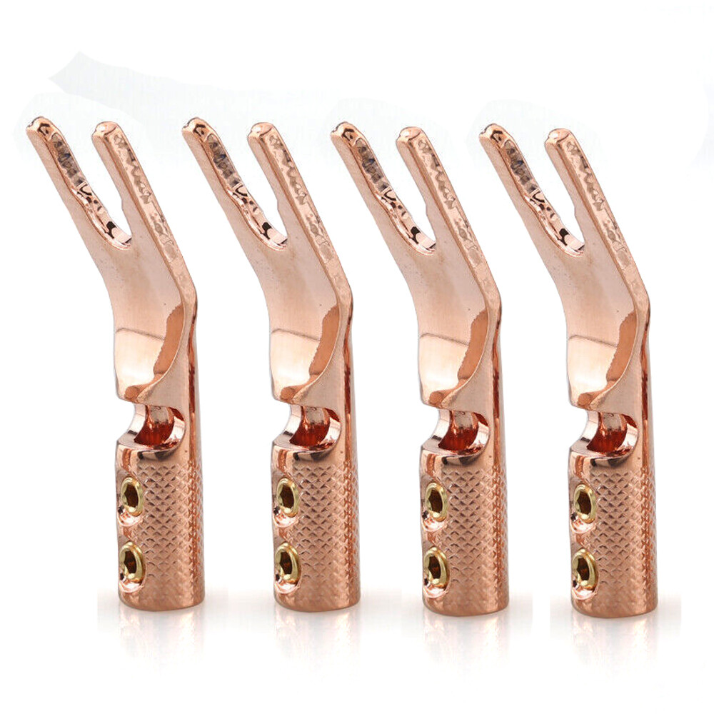 Red Pure Copper Non-Magnetic Y-Spade Plug Connector for HiFi 