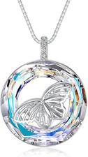 Butterfly Gifts Butterfly Necklace with Crystal S925 Sterling Silver Pendant Jew