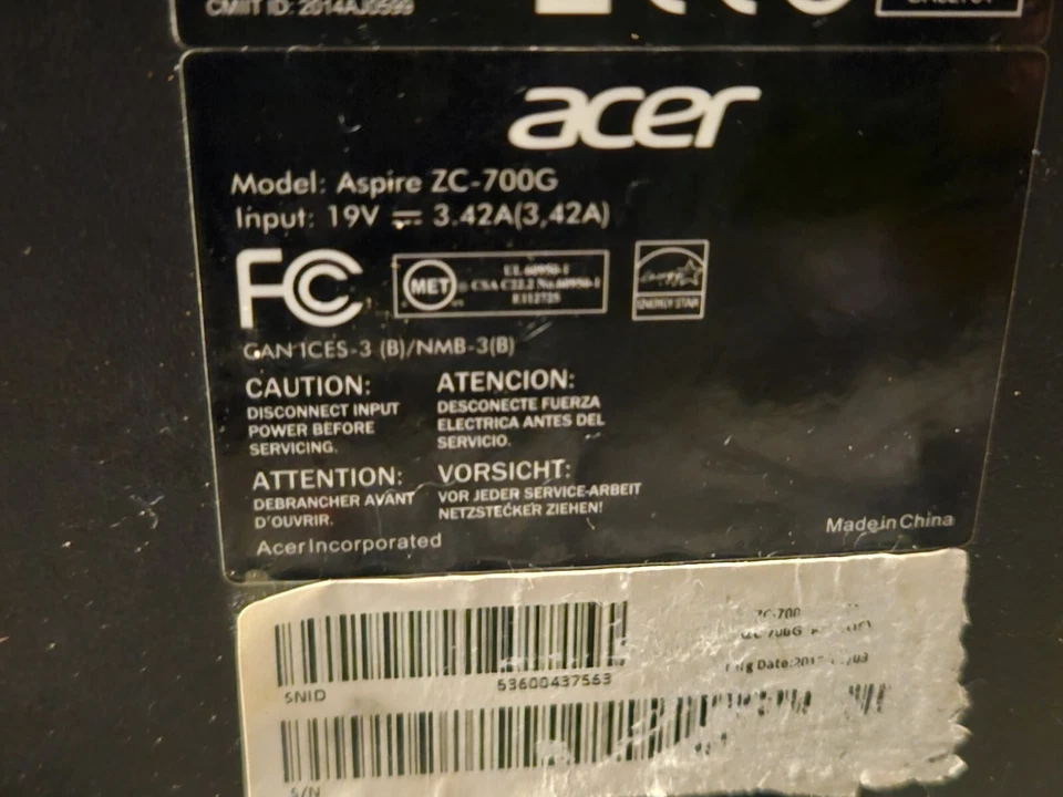 ACER Aspire ZC-700G 19.5" All In One Desktop 4GB 500GB 1.6GHz  - Image 4 of 4