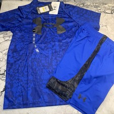 Under Armour Youth Boys Blue Black Dri fit Outfit Set Athletic NEW