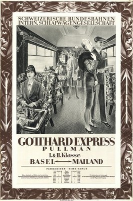 Gotthard Express Vintage Travel Poster - 1920s Elegance   - 16x24  Premium  